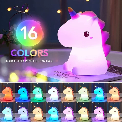 Cute Silicone Unicorn Night Light Kids Baby Colour Changing Lamp Touch Control - Picture 2 of 12