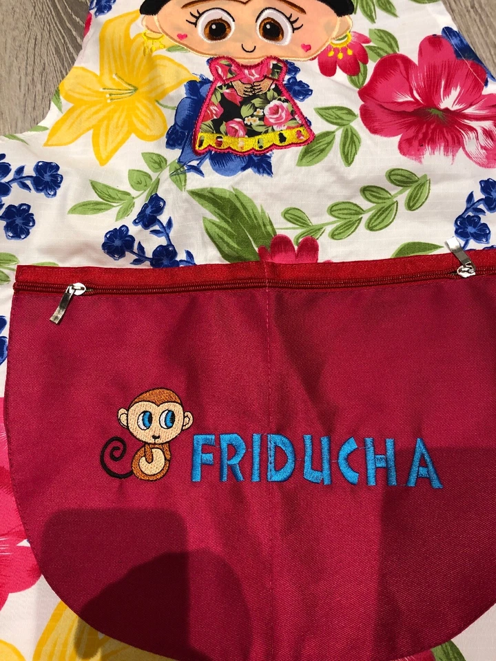 Traditional Mexican Apro Frida Kahlo With Pocket Chef Kitchen Decor Mandil Cute - Image 3 of 4