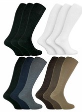 6 or 12 Pairs Mens Long Hose Socks 100% Cotton Traditional Knee High UK 6-11
