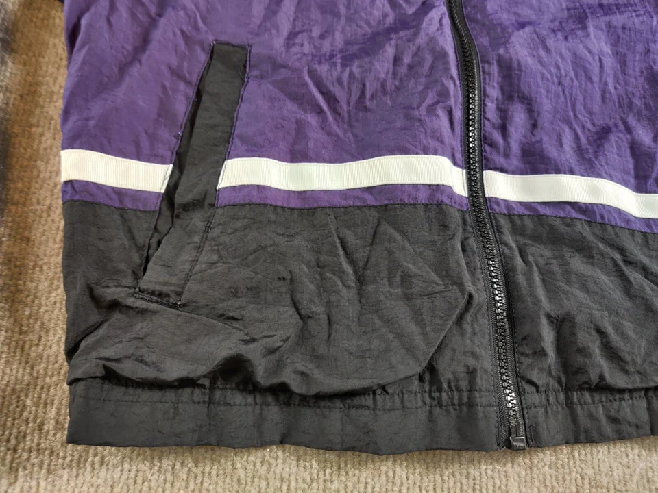 Chaqueta cortavientos vintage Reebok para mujer mediana cremallera completa púrpura negro bloques de color Foto 4 de 4