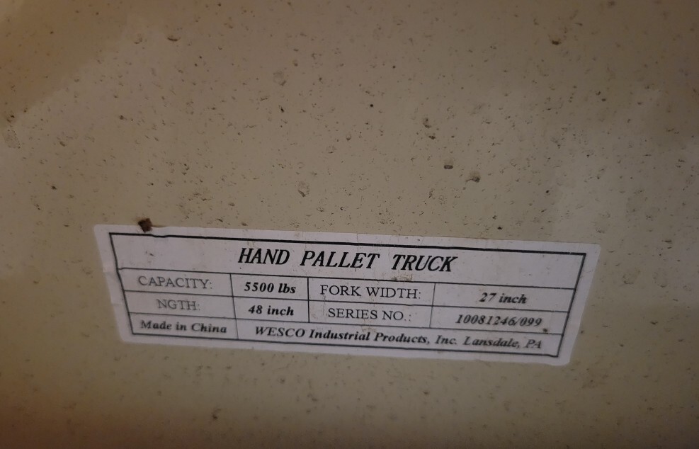 used Wesco manual pallet jack eBay