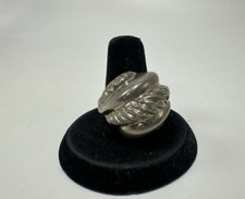 Sterling Silver Sz 8.5 Large Stacked Shell Ring, 11.6g