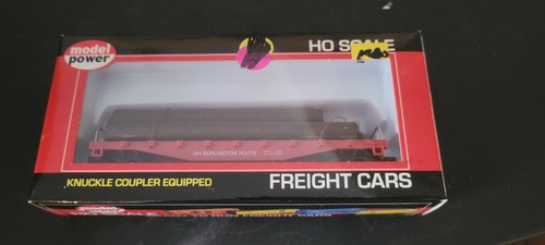 VAGÓN DE TREN ESCALA HO EN CAJA MODELO POWER 98210 BURLINGTON 40' PLANO CON TRONCOS NUDILLOS | Zustand: Used