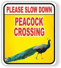 Please Slow Down Peacock Crossing Aluminum Composite Sign