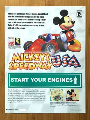 Mickey's Speedway USA N64 2000 Print Ad/Poster Page Official