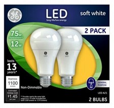 12 pack GE 65762 LED 75 watt Soft White A21 Shape LED Light Bulb 1100 lumens