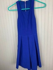 LuLus Size S Womens Fit N Flare Round Neck Open Back Blue