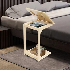 Household Coffee Table With Wheeled Flip Cover Solid Wood Sofa Bedside Table