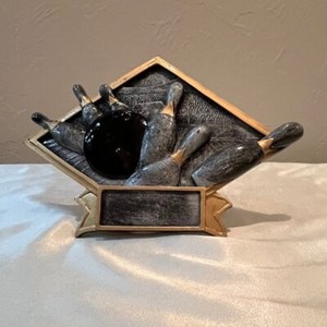 Bowling Diamond Plaque, Or has a metal pin for self standing feature.