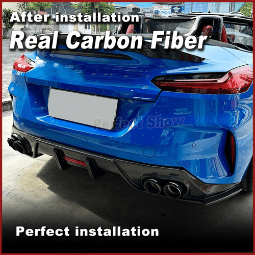 Fit For BMW Z4 G29 M40i 2019-24 Real Carbon Fiber Rear Bumper Lip Diffuser W/LED - Picture 4 of 7