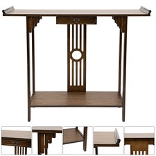 2-Layer Console Table Retro Long Table for Entryway Hall Photo Decor Displaying