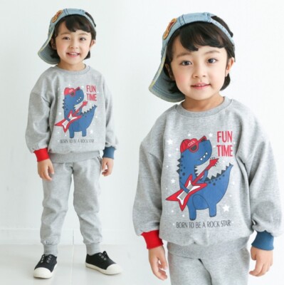 Kids Clothes/Children Top And Bottom 2 Piece Set [FUN TIME DINOSAUR]