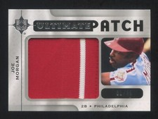 2009 UD ULTIMATE COLLECTION JOE MORGAN GAME WORN JUMBO PATCH LOGO #ED 01/35 HOF