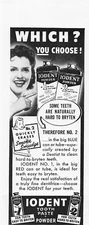 Iodent Tooth Paste Powder Print Ad Vintage Advertisement Dental Advertising 1942