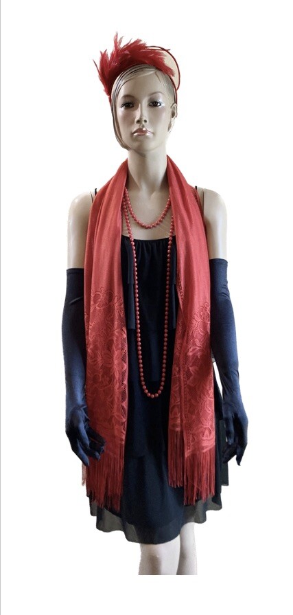 long red gatsby dress Red chiffon Great Gatsby dress with tiered skirt  LaVieDelight