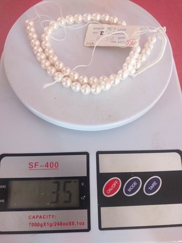 PERLE AKOYA 7,5-8mm Filo per collana di 51perle Coltivate di Acqua Salata WHITE - Imagen 12 de 12