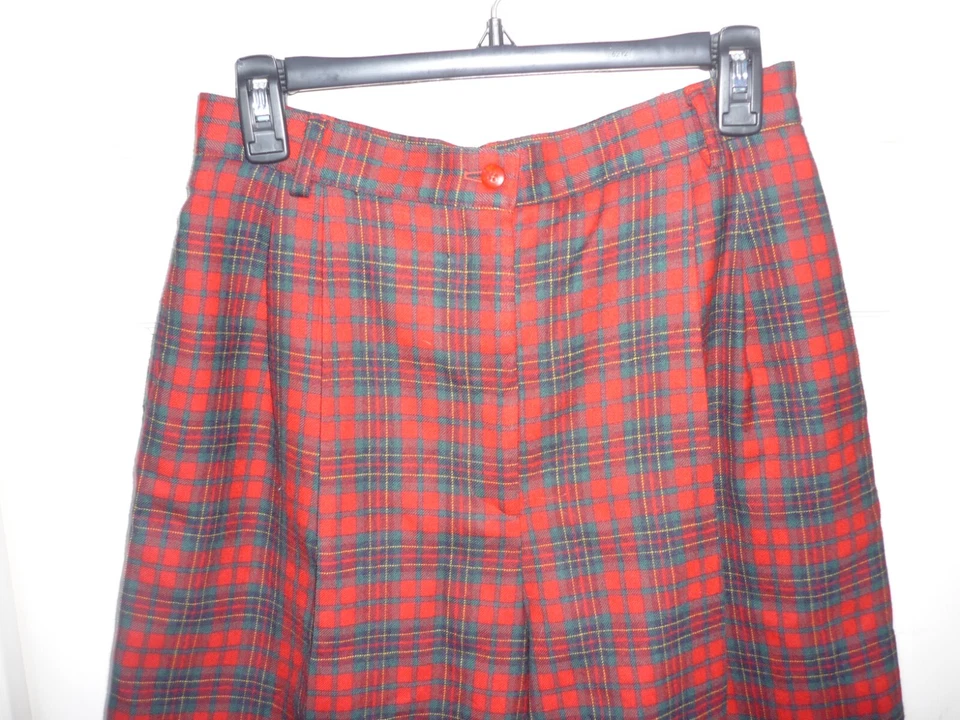 Pantalones Cortos Largos de Lana Tartán a Cuadros Rojo Talbots, Vacaciones de Navidad, Bolsillos, Talla 12P Foto 2 de 4