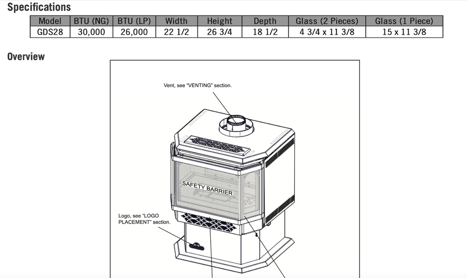 Napoleon Havelock Direct Vent Gas Stove, Millivolt Ignition, NG, GDS50