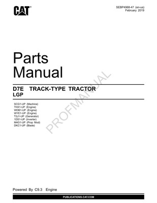 Caterpillar Cat D7E Track Type Tractor LGP Parts Catalog Manual SEBP4968
