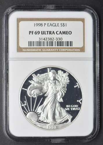 1998-P Silver Eagle PF-69 NGC Ultra Cameo Philadelphia $1 - COINGIANTS -