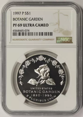 1997-P Botanic Garden Modern Silver Commemorative Dollar $1 PF 69 Ultra Cam NGC