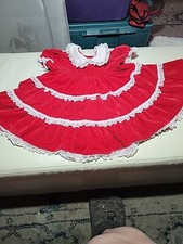 Vintage Red Velvet W/White Lace Baby Dress 18/24 Months