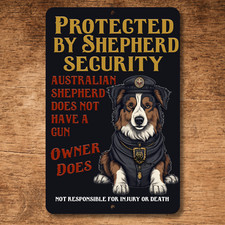Australian Shepherd Security Sign Protected by Aussie dog metal outdoor guard