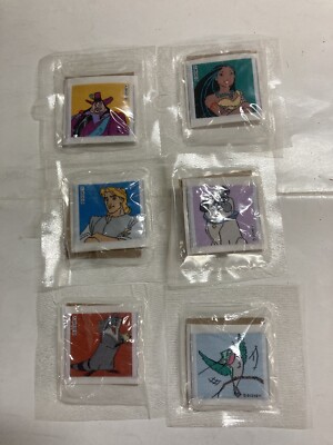 6 Sealed Pocahontas Disney patches 1995 general mills embroidered Complete Set
