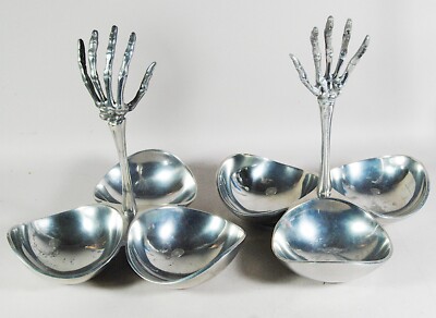 Halloween Skeleton Hand Metal Candy / Appetizer / Nut Bowls Set of 2