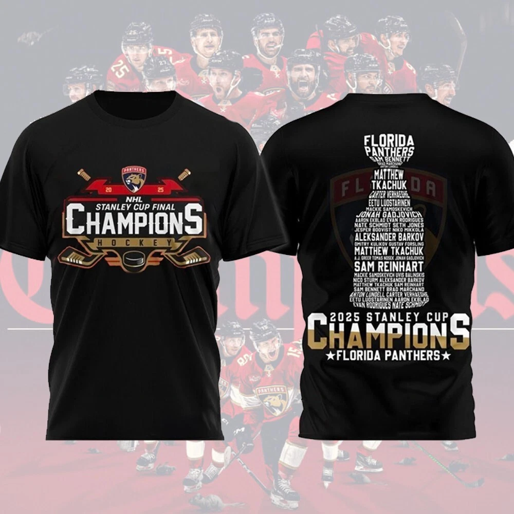 Florida Panthers 2025 Stanley Cup Champions Double Sided T-Shirt