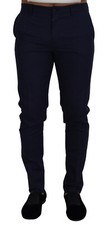 DOLCE & GABBANA Pants Blue Linen Cotton Slim Trousers Chinos IT48 / W34 RRP $900