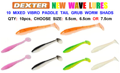 10 MIXED VIBRO PADDLE TAIL GRUB WORM SHADS SOFT BAIT KÖDER WIE BERKLEY POWERBAIT