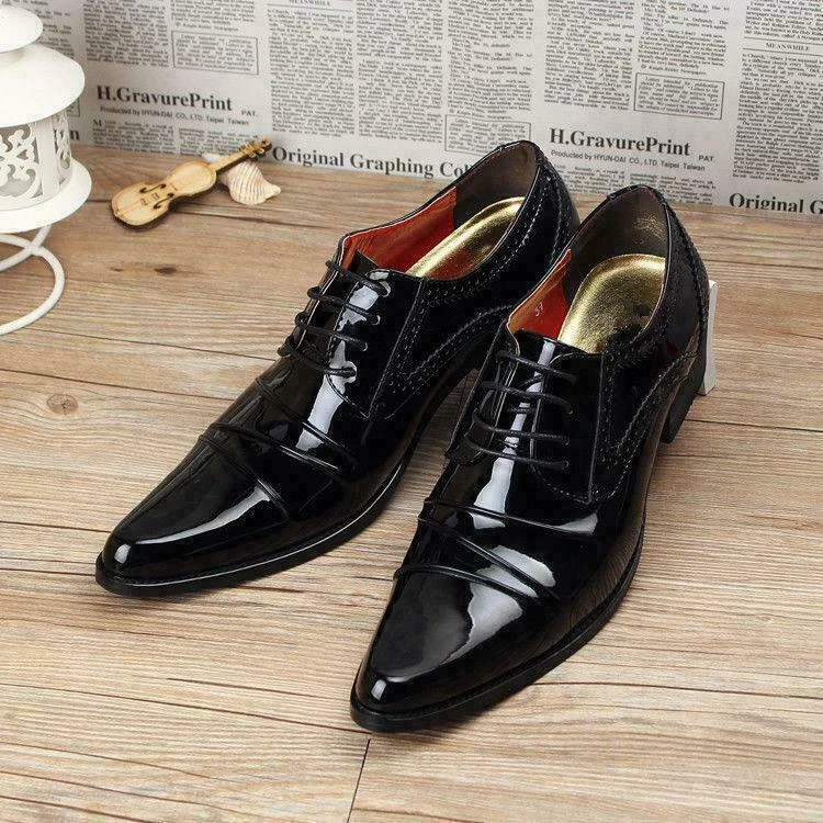 England Mens Pointy Toe Dress Formal Lace Up Oxfords Casual Patent leather Shoes