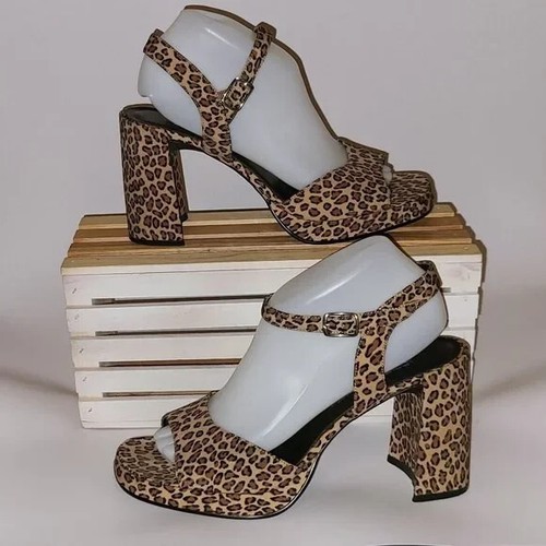 PRIMA ROYALE Leopard Y2K Chunky Sandals, Size 9 | eBay