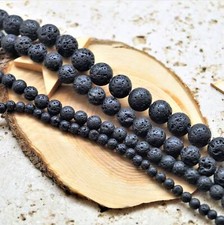 Perles pierre de lave noire