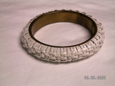 Vintage Particolare Bianco Vimini Bracciale Rigido