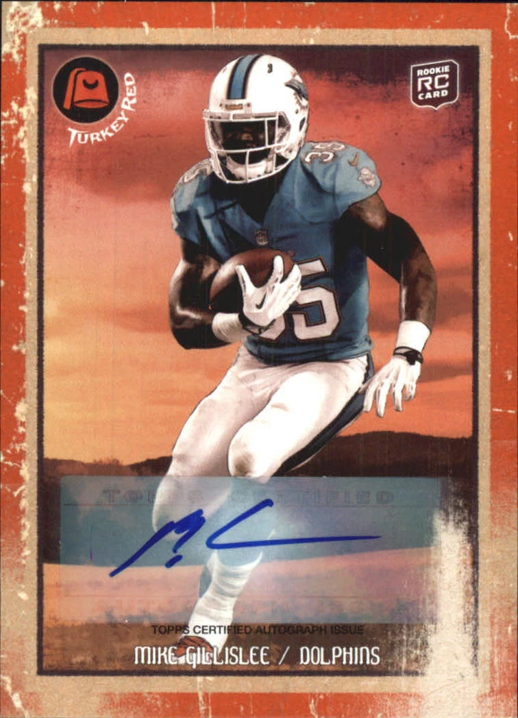 2013 Topps Turkey Red Autographs Miami Dolphins Football Card #75 Mike Gillislee