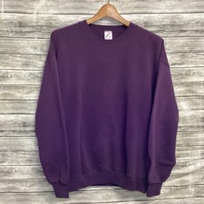 Vintage JERZEES Sweatshirt Mens XL Purple Blank Crewneck Pullover USA 80s 90s