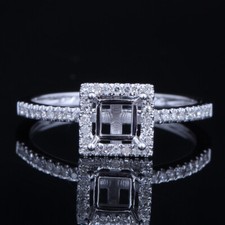 Cushion Or Princess 4mm Real Si/h Diamonds Semi Mount Handmade Silver 925 Ring