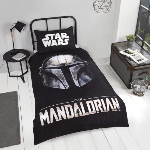 Star Wars Mandalorian Single Duvet Cover & Pillowcase Set Bedding Reversible - Afbeelding 1 van 7