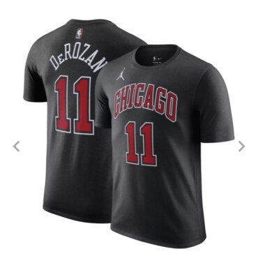 Nike DeMar Derozan Chicago Bulls Black Number Tshirt Tee L