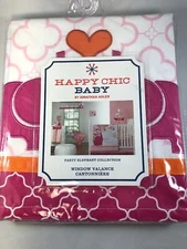 Happy Chic Baby Pink Party Elephant Jonathan Adler 60" Window Valance NEW