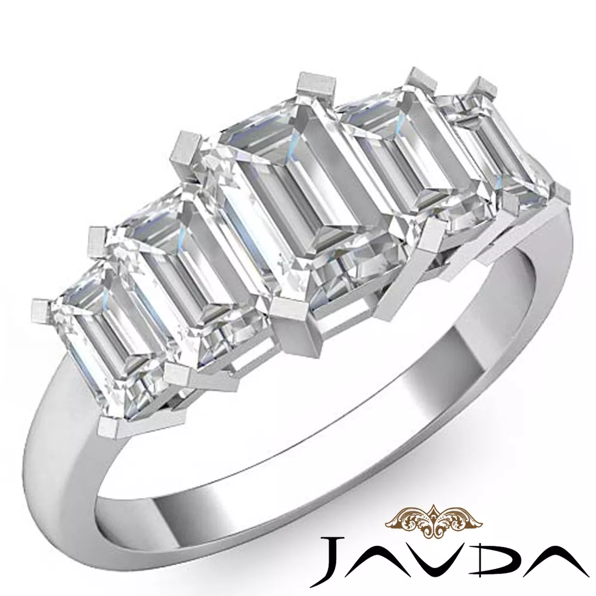 Five stone emerald cut diamond ring sale