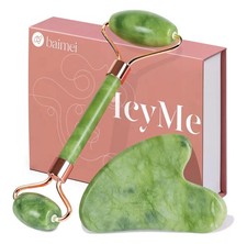 BAIMEI IcyMe Gua Sha Jade Roller Facial Tools Face Roller and Gua Sha Set for