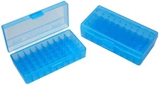 MTM Case-Gard P50-9M-24 Ammo Box 50 Round Flip-Top 9mm Clear Blue Polypropylene