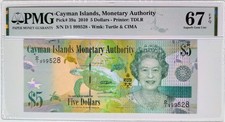 Cayman Islands 5 Dollars 2010 – PMG 67 EPQ Superb Gem Unc – Pick 39a