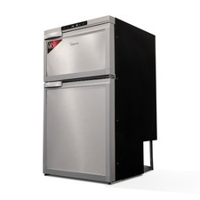Alpicool 80L Silver Dual Door Tall 12v Fridge Freezer for Camperva Motorhome RV