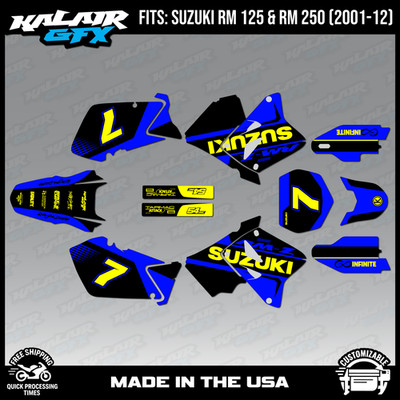 Graphics Kit for Suzuki RM 125 RM250 (2001-2012) Reflex Series-BLUE