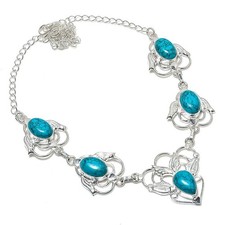 Blue Tourquoise Gemstone Handmade 925 Sterling Silver Jewelry Necklaces Sz 18"