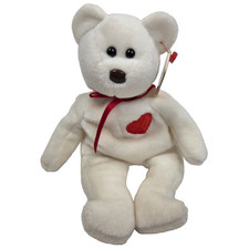 TY Beanie Baby - VALENTINO the White Bear (8.5 inch) - NWT Date Errors 93/94